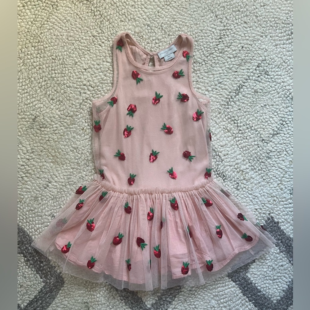Stella McCartney Kids Light Pink Strawberry Embroidered Dress